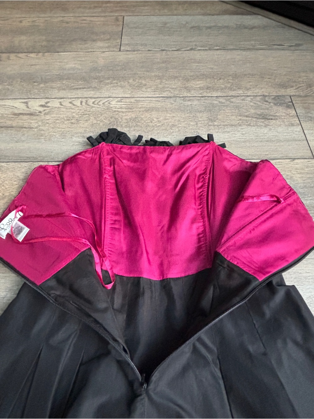 Lilly Pulitzer Vintage Fit & Flare Strapless Rosette Dress Silk Blend Black Sz 0 - Picture 12 of 12